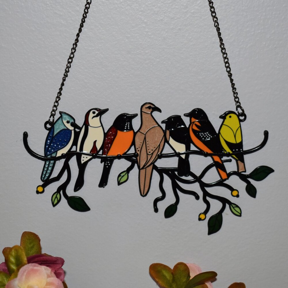 Acrylic Birds on Branch Hanging Country Cottagecore Vintage Home Decor